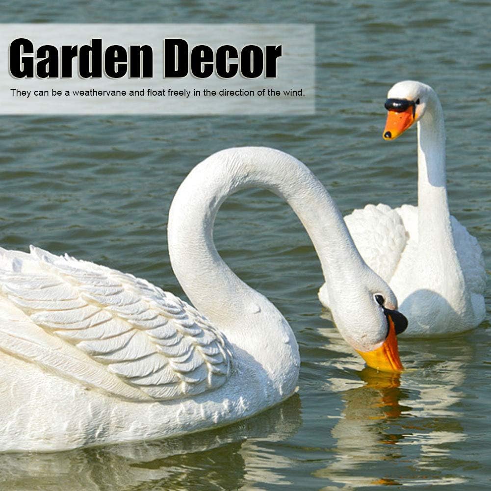 01 Figura de cisne blanco, decoración de jardín de cisne flotante resina simulación estanque de cisnes paisaje paisajismo jardinería decoración