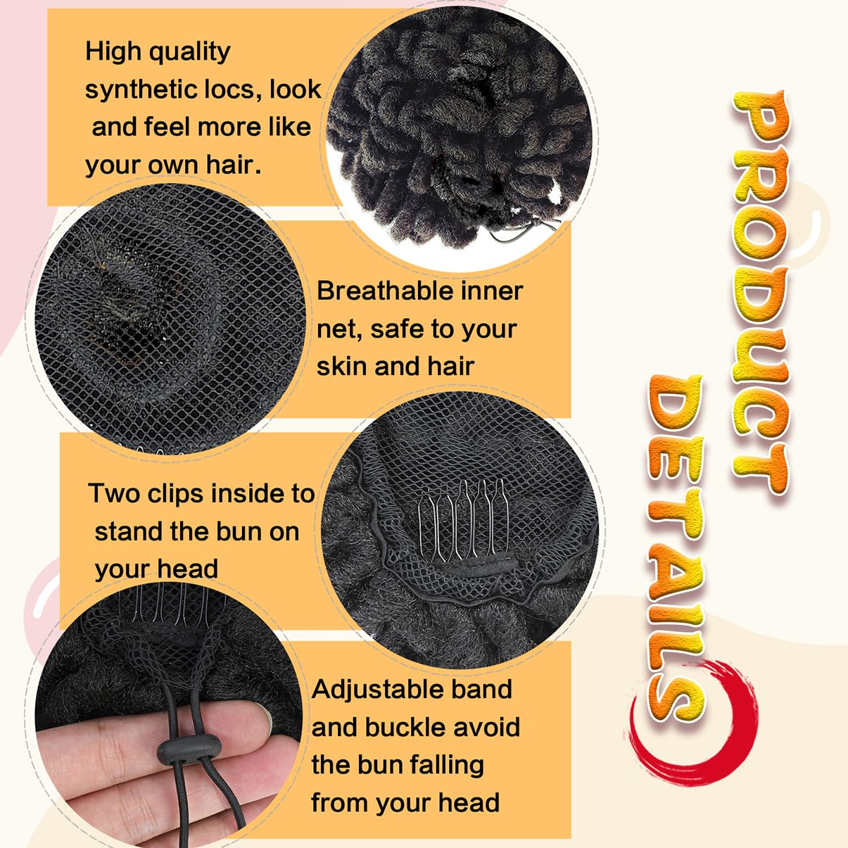 Liliyab DreadLocks Chignons Afro High Puff – Cola de caballo con cordón para coleta, extensiones de pelo sintético con clip, cola de caballo para