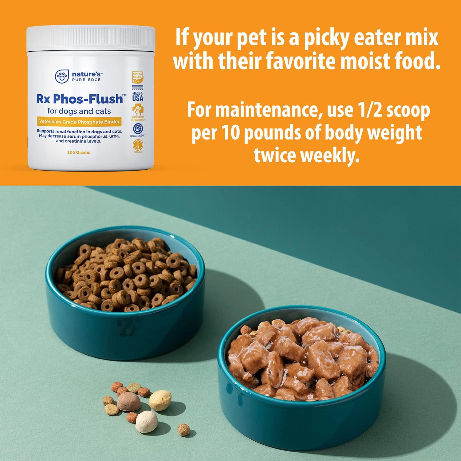 Rx Phos-Flush – Carpeta de fosfato extra grande de 7.05 oz. Soporte de riñón de perro y gato. Soporte para el tracto urinario felino. Complementa