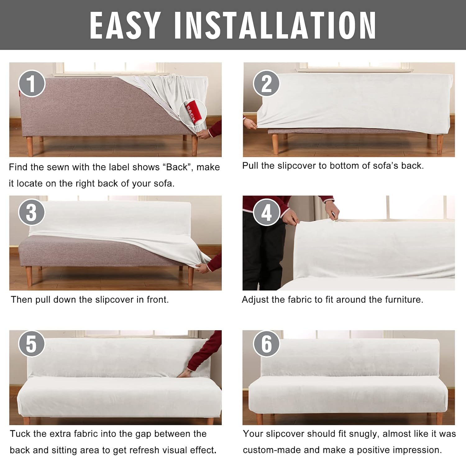 MIFXIN Funda para sofá futón sin brazos, de terciopelo, elástica, plegable, suave, elástica, protector de muebles para futón, sofá cama, sin