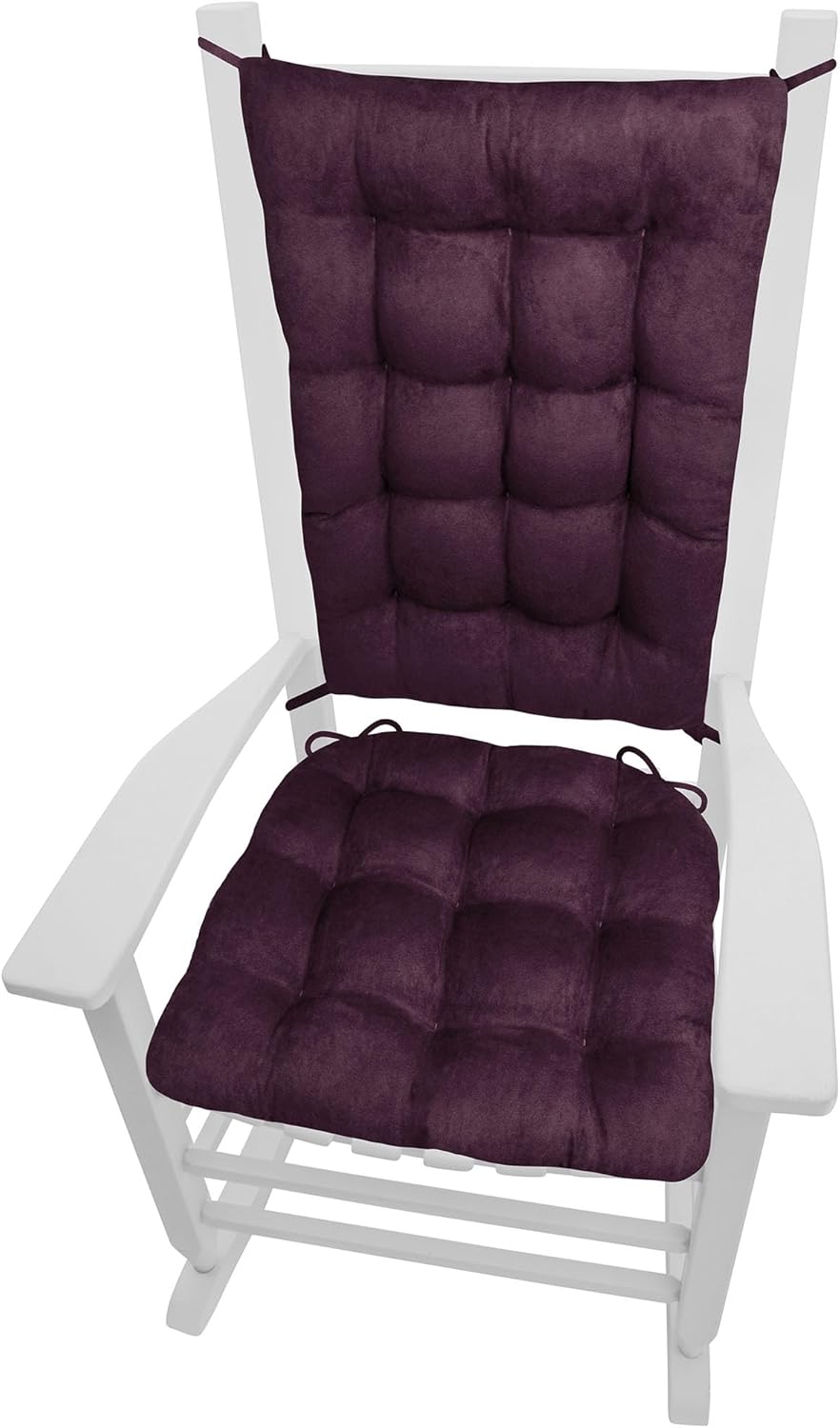 Barnett Home Decor Microsuede – Cojines para silla mecedora de berenjena, extra grandes, relleno de espuma de látex y cojín de respaldo, microfibra