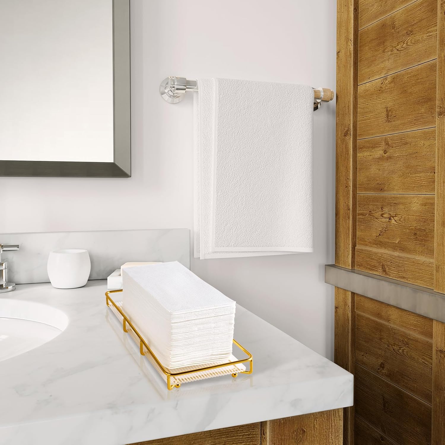 JOLLY CHEF Paquete de 200 servilletas de papel desechables, servilletas de baño suaves para invitados, toallas de mano de papel blanco de 2 capas