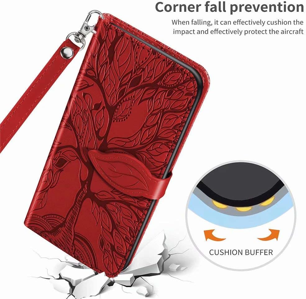 MEUPZZK Funda tipo cartera para Samsung Galaxy Note 9, piel sintética de alta calidad con diseño de árbol en relieve, función atril, ranuras para