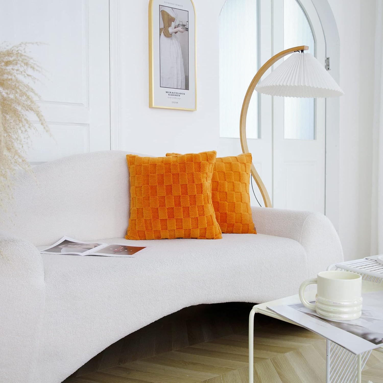Muamar Paquete de 2 fundas de almohada decorativas y suaves, fundas de cojín para sofá, color naranja de 16 x 16 pulgadas, de forro polar coral,