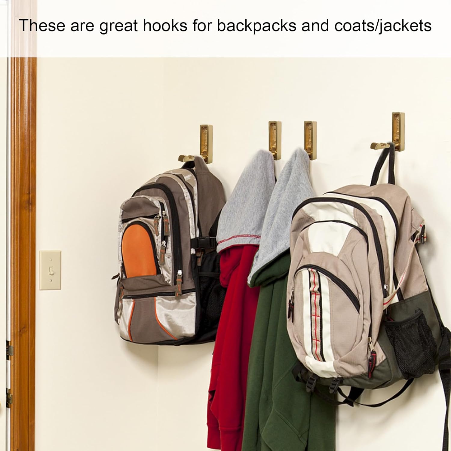 macikwon Ganchos de pared plegables dorados, ganchos de pared resistentes para colgar abrigos, toallas, mochilas, bolsas, ganchos de toallas de oro