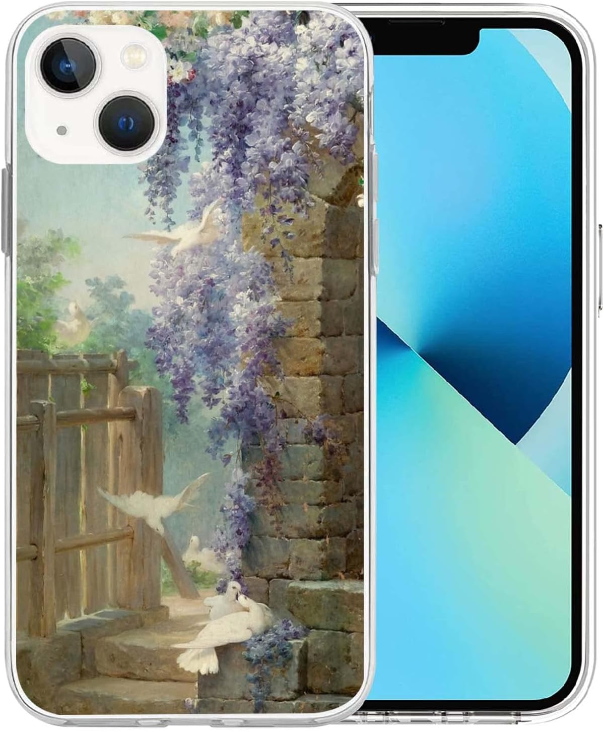 Funda protectora de estilo retro estético con pintura al óleo para iPhone 14, diseño renacentista, flexible, TPU, a prueba de golpes, compatible con