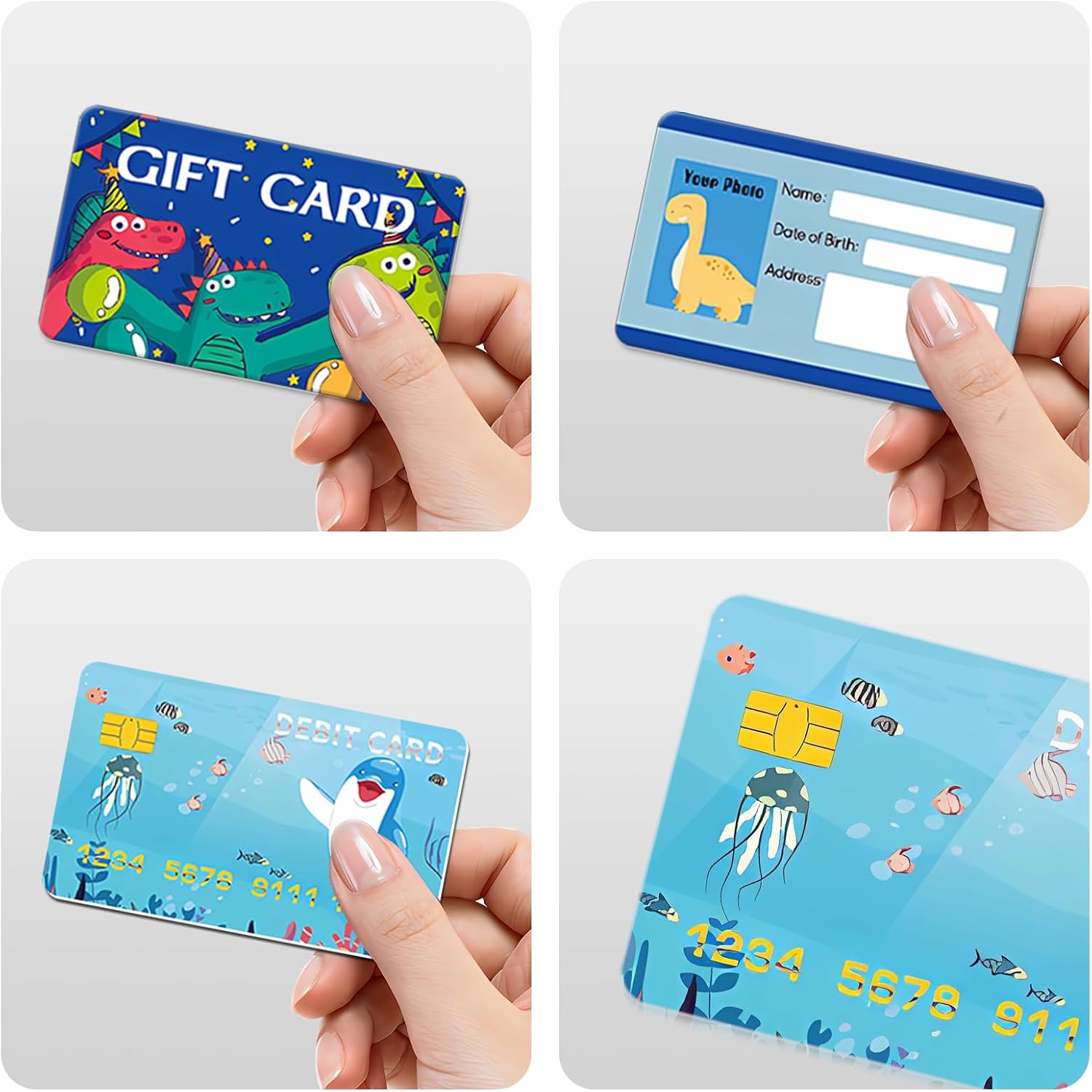 10 tarjetas de crédito falsas para niños, tarjetas de crédito, tarjetas de crédito realistas para juegos de débito para niñas y niños