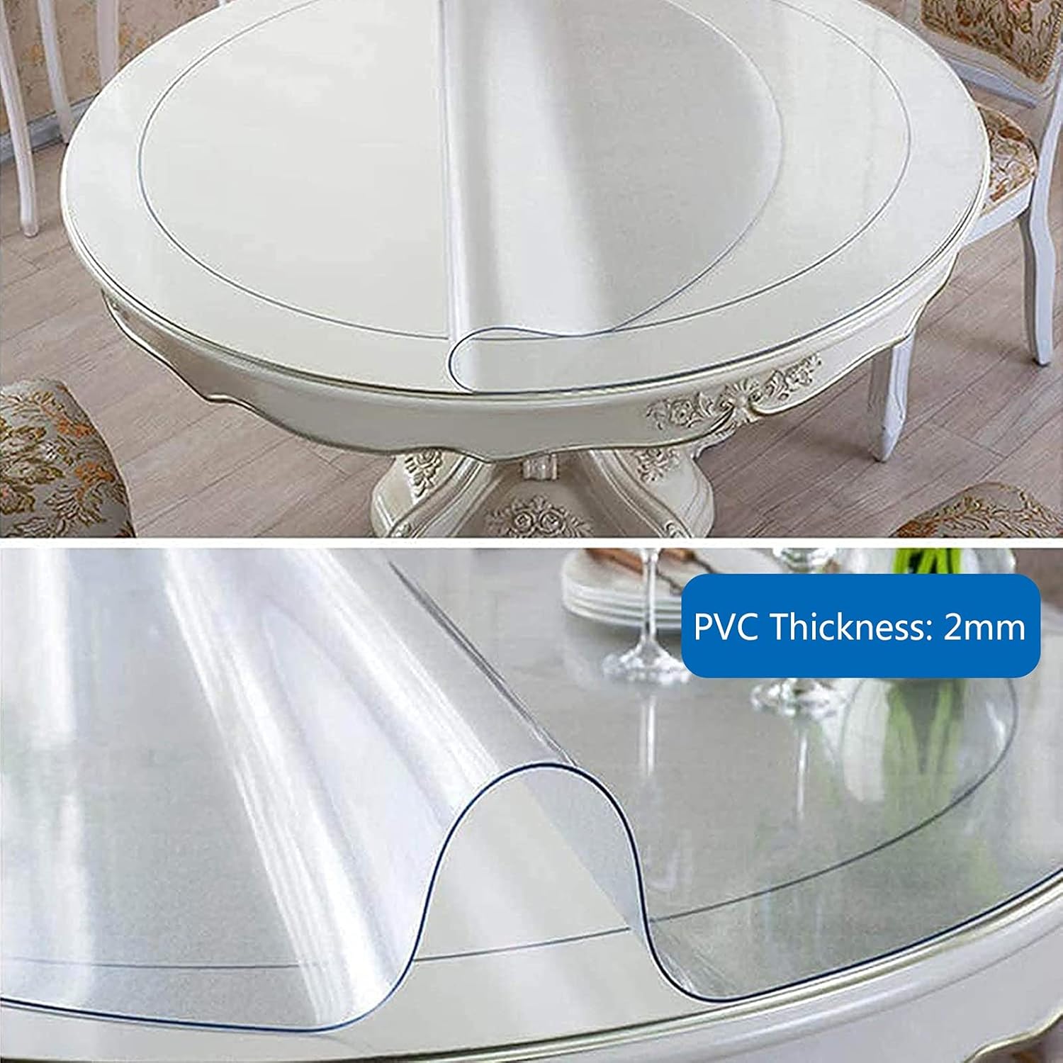 JYFZYTLL Protector de mesa transparente de 0.079 in de grosor, mantel redondo impermeable, diámetro de 16 a 55 pulgadas, almohadillas para mesas de