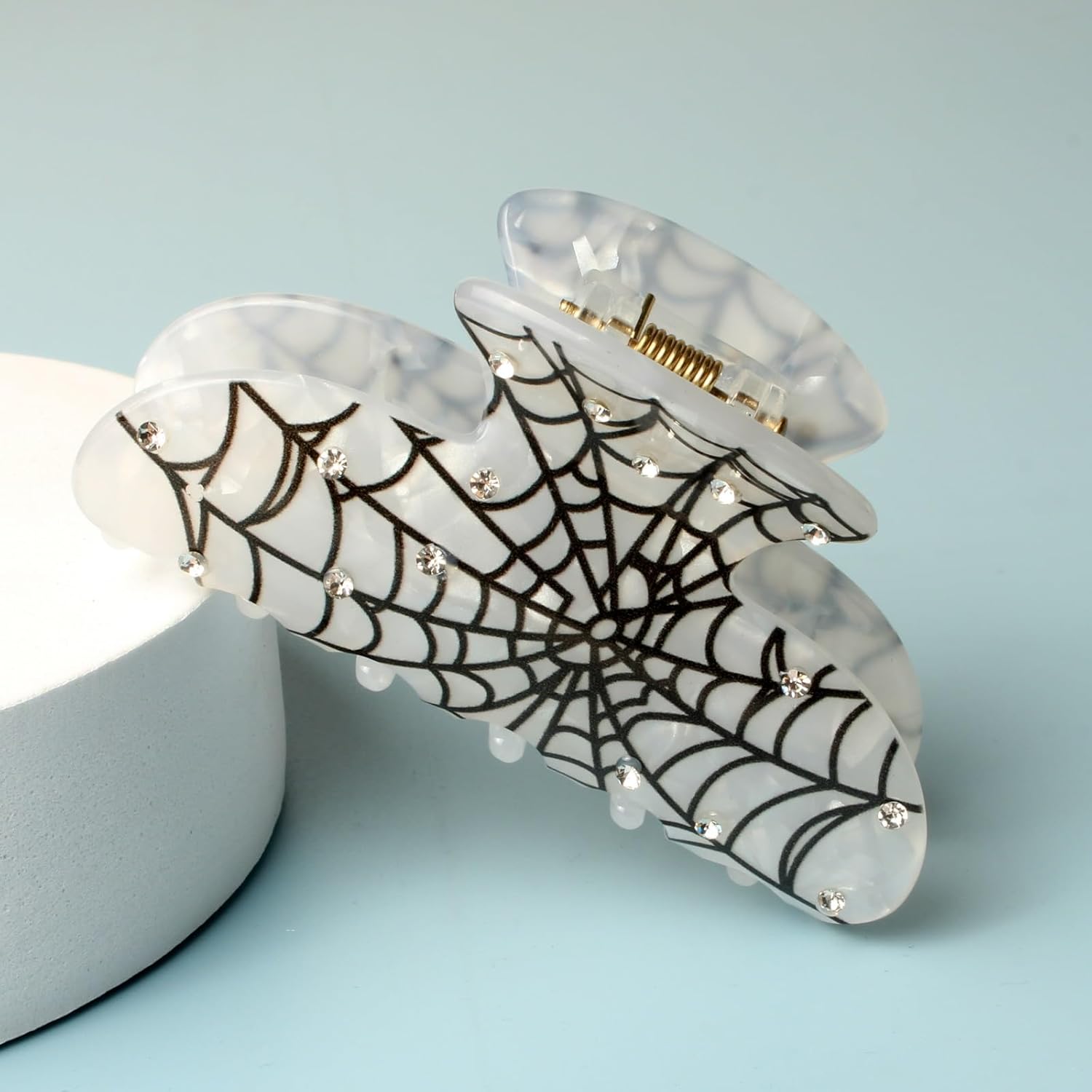 Pinzas para el cabello de Halloween, pinzas para el cabello de telaraña, accesorios para el cabello de Halloween, pinzas para el cabello blanco y