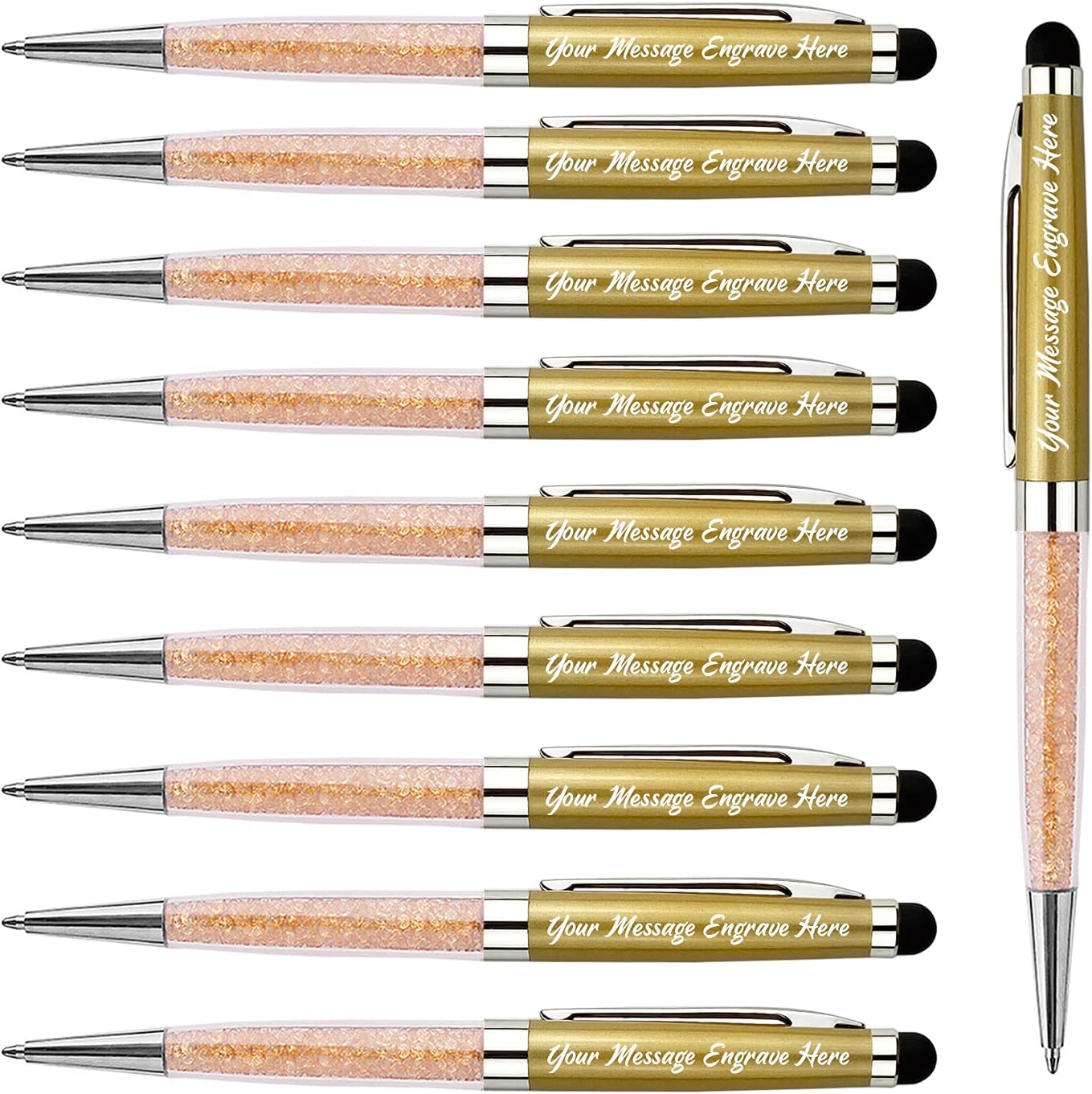 Ancolo Personalized ball Pens with Crystal Stylus Tip – Smooth Writing Set – Engraved with Your NameSloganAddress – Gift for