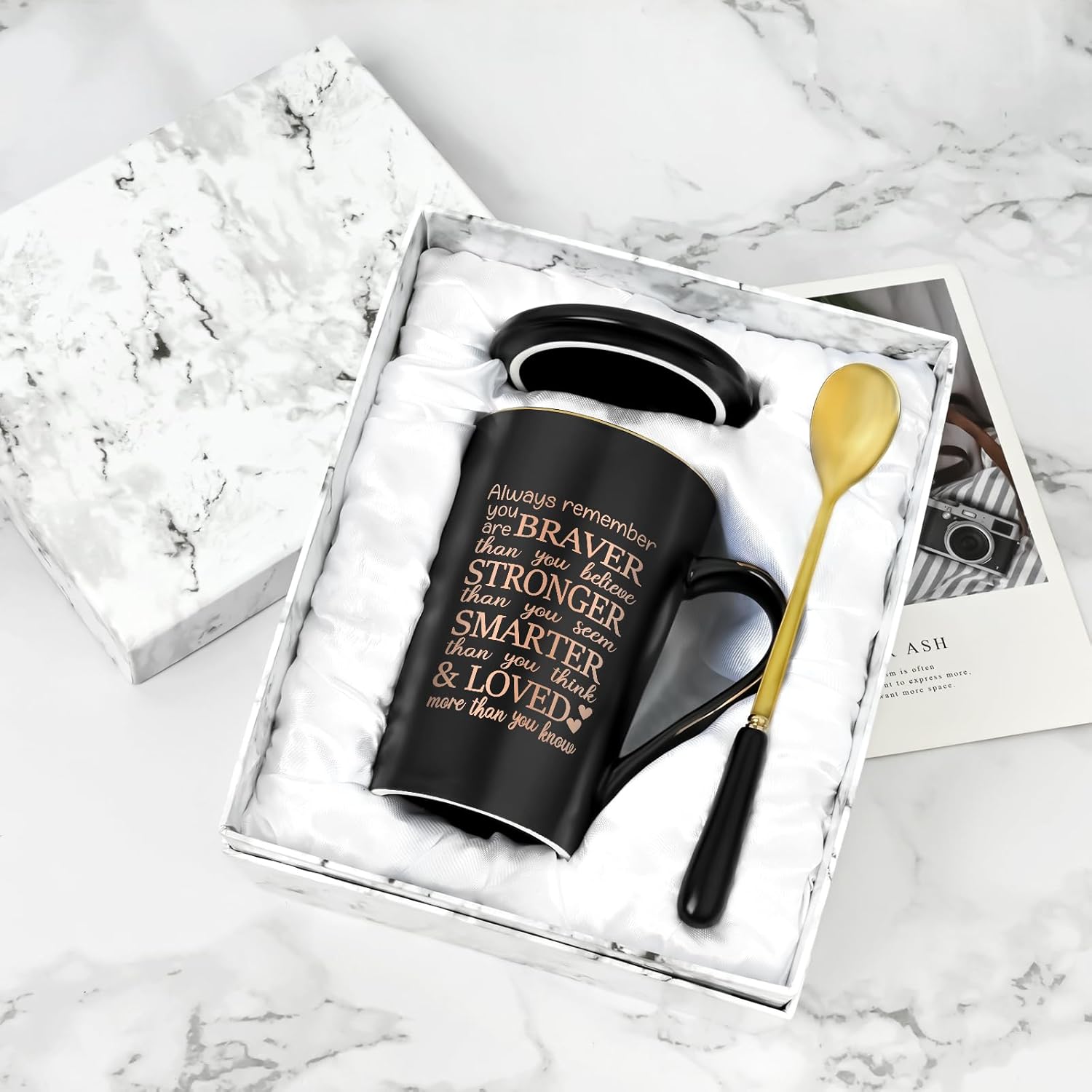 YHRJWN Taza inspiradora con texto en inglés “Always Remember You Are Braver Than You Believe, You Are Loved”, regalos para mujeres con cáncer,