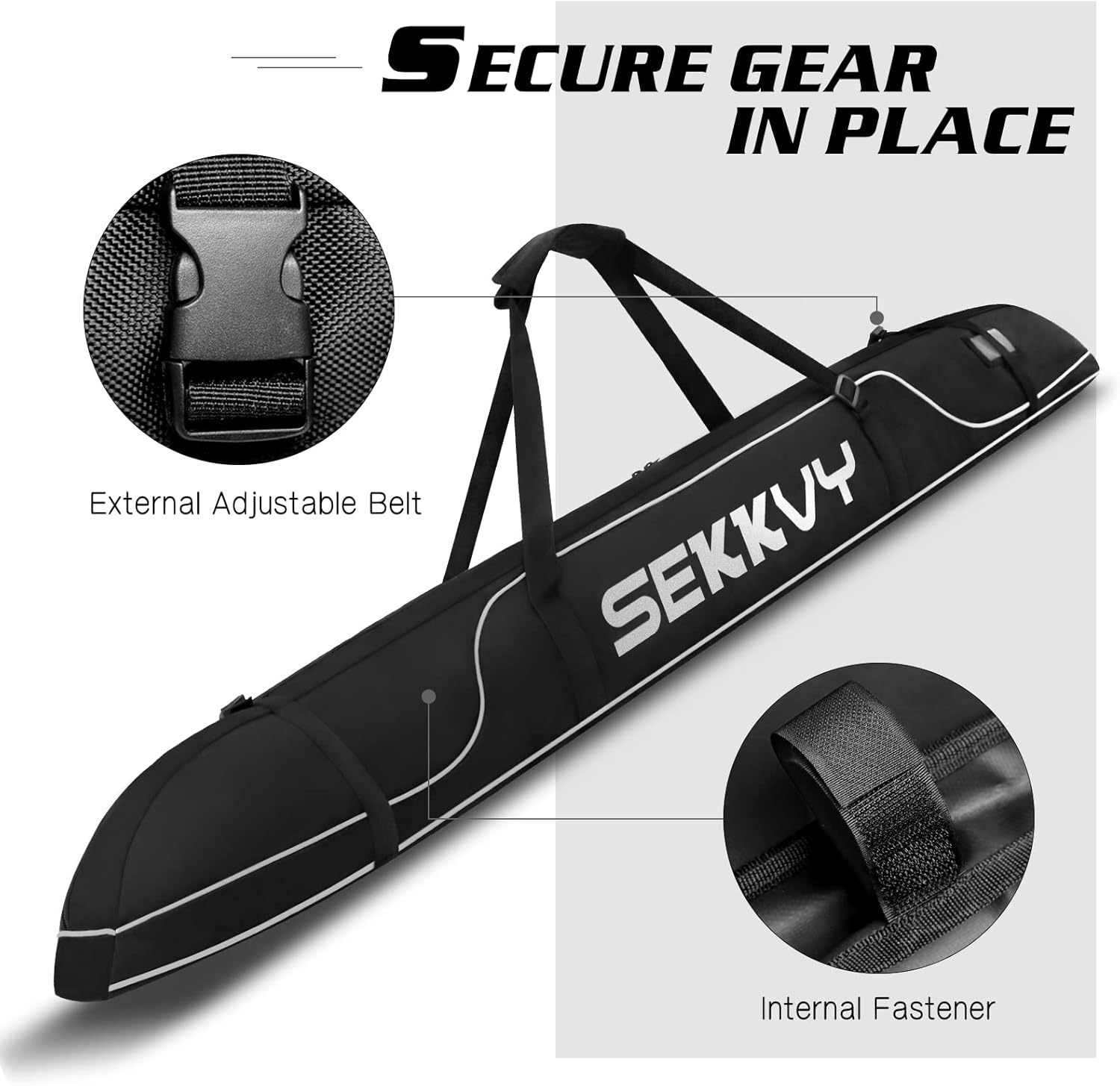 170CM67IN Bolsa de esquí Bolsa de snowboard 600D Impermeable Oxford Bolsa de viaje de esquí Correa de hombro ajustable para esquí, transporte de