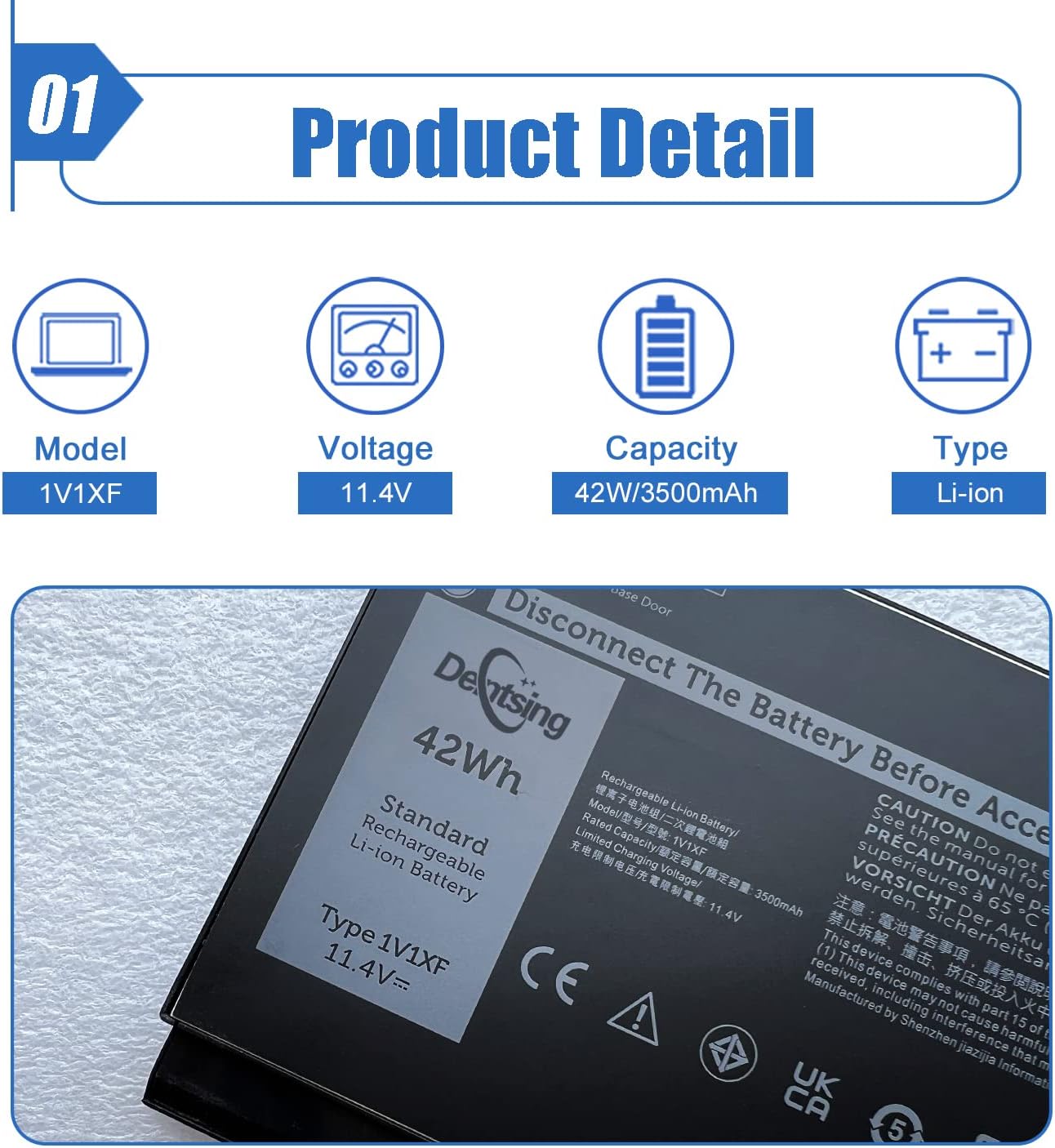 Dentsing 1V1XF – Batería para portátil compatible con Dell Latitude 5400 5410 5500 5510 Precision 3540 3550 Inspiron 7590 7591 7791 2 en 1 Series