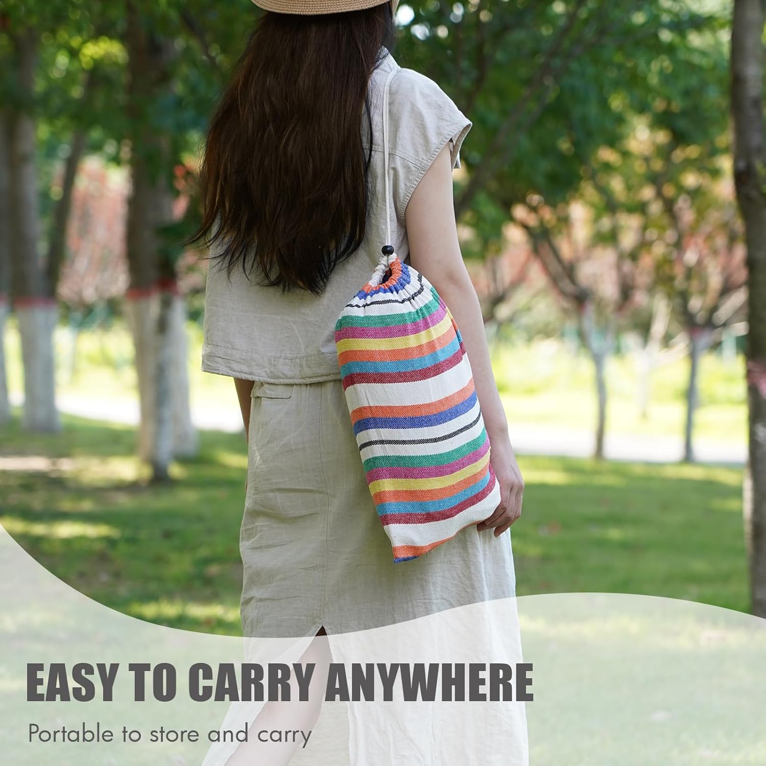 Hamaca para 2 personas con correas de árbol, hamaca doble brasileña, cama colgante portátil para camping, patio, porche, uso en exteriores e