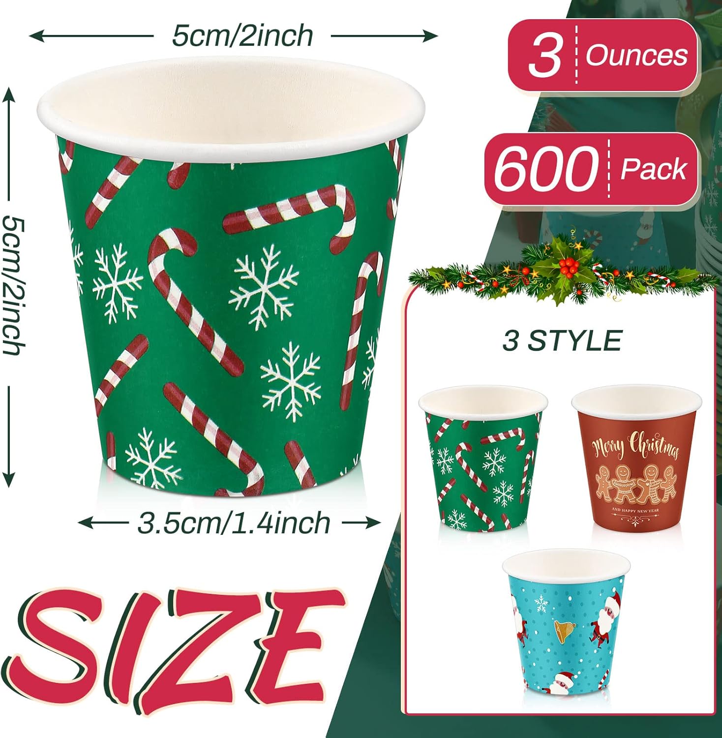 Paquete de 600 vasos de papel de 3 onzas desechables de papel para baño, tazas pequeñas para enjuague bucal y bebidas frías y calientes, tazas de