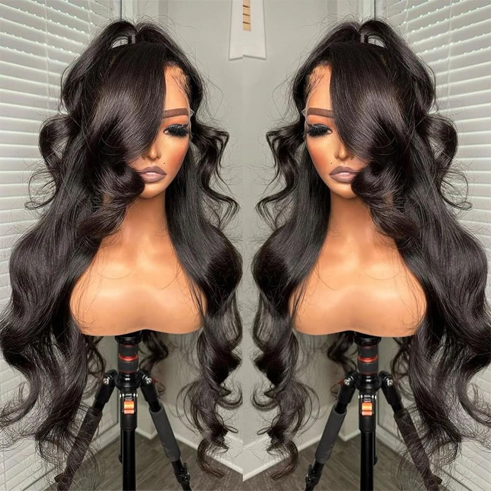 Maxine Pelucas de cabello humano ondulado 360 con encaje frontal prearrancado, sin pegamento, densidad del 180%, pelucas de cabello humano de 22