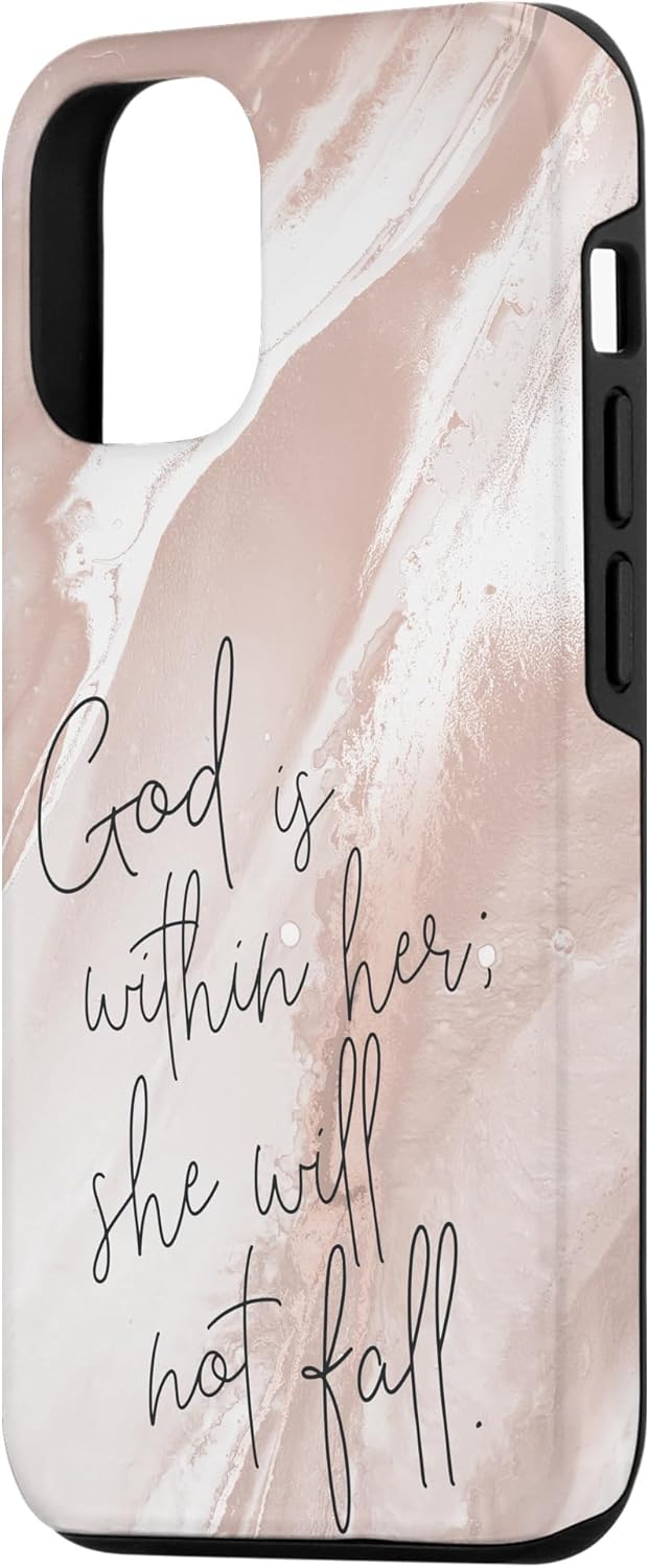 iPhone 14 God Is Within Her – Estuche de Salmo con versículo bíblico de las Escrituras Cristianas