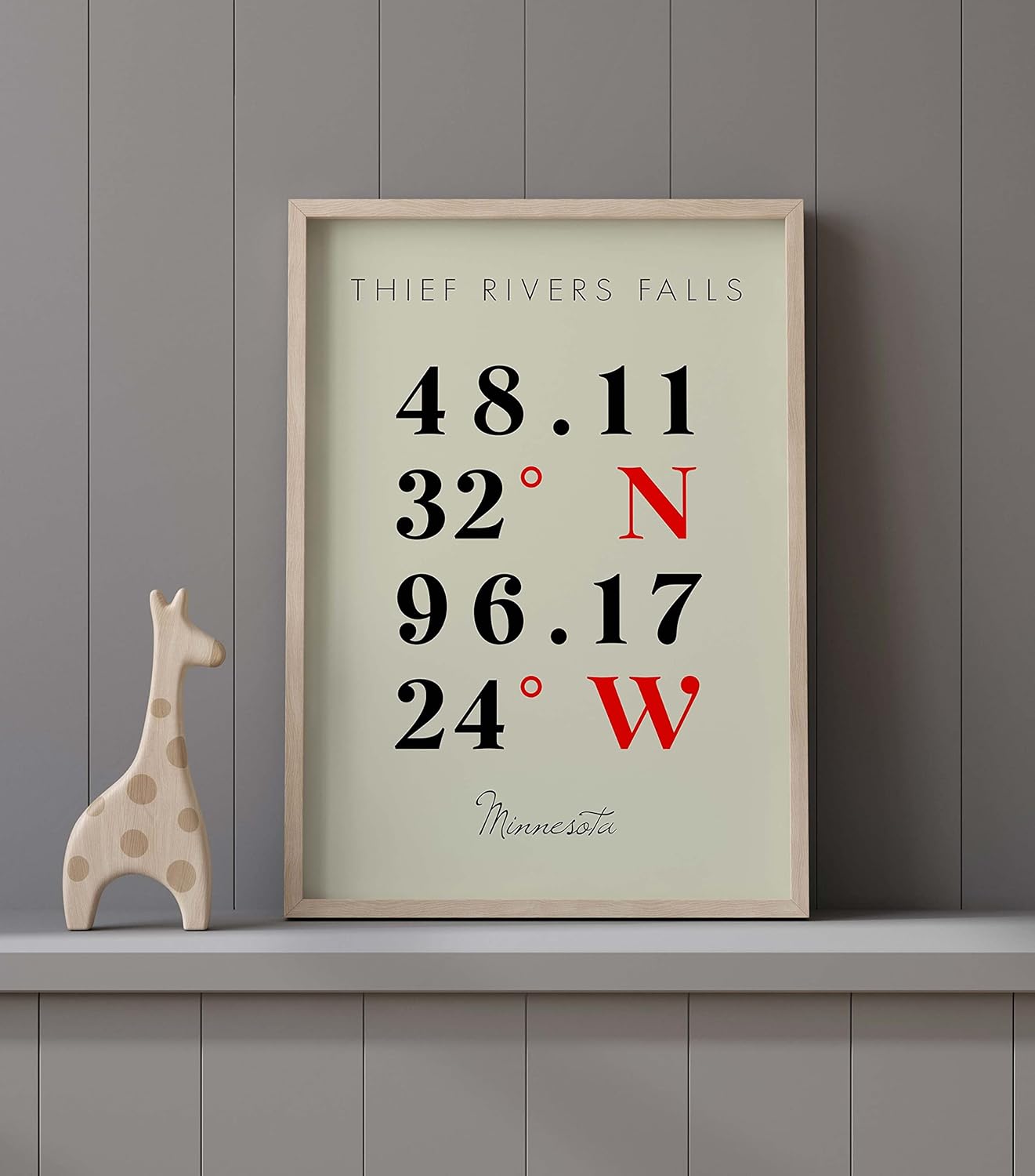 Mapa de Thief Rivers Falls, Minnesota, Coordenadas Multilíneas de Colores (8×10)