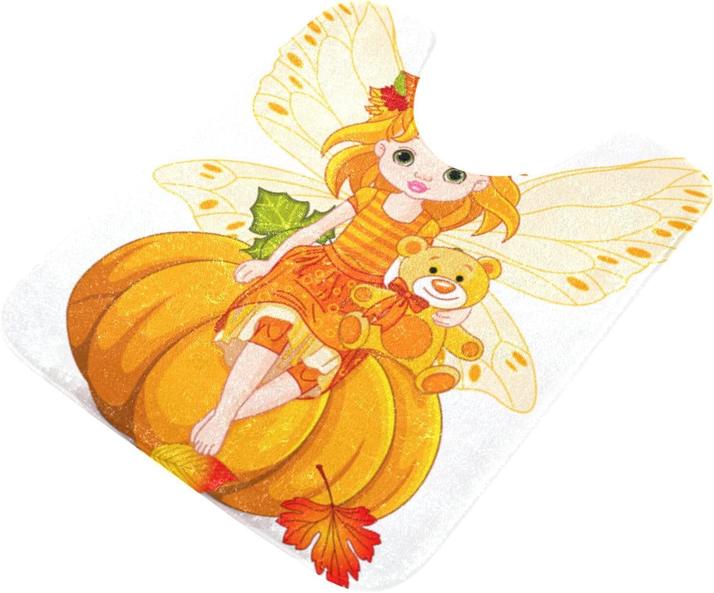 Bathroom Rugs Sets 2 Piece 24×16+24×20 Inch,Soft U-Shaped Contour Toilet Rug Autumn Pumpkin Fairy Non-Slip Absorbent Bath Floor Mat Carpet Set Water