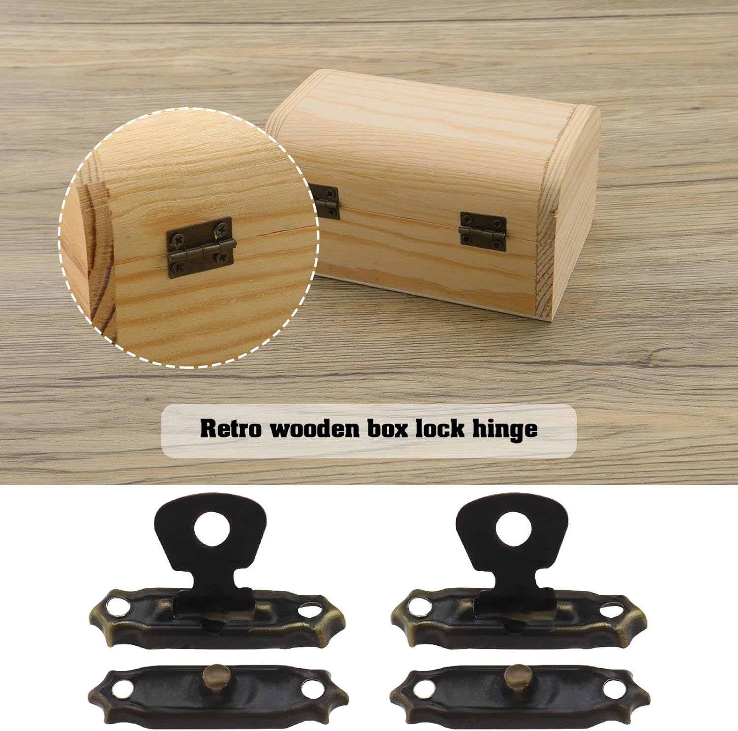 36 pestillos de cerrojo de bronce antiguo, mini bisagras con tornillos, mini cerrojos de armario, accesorios decorativos para caja de joyería, caja