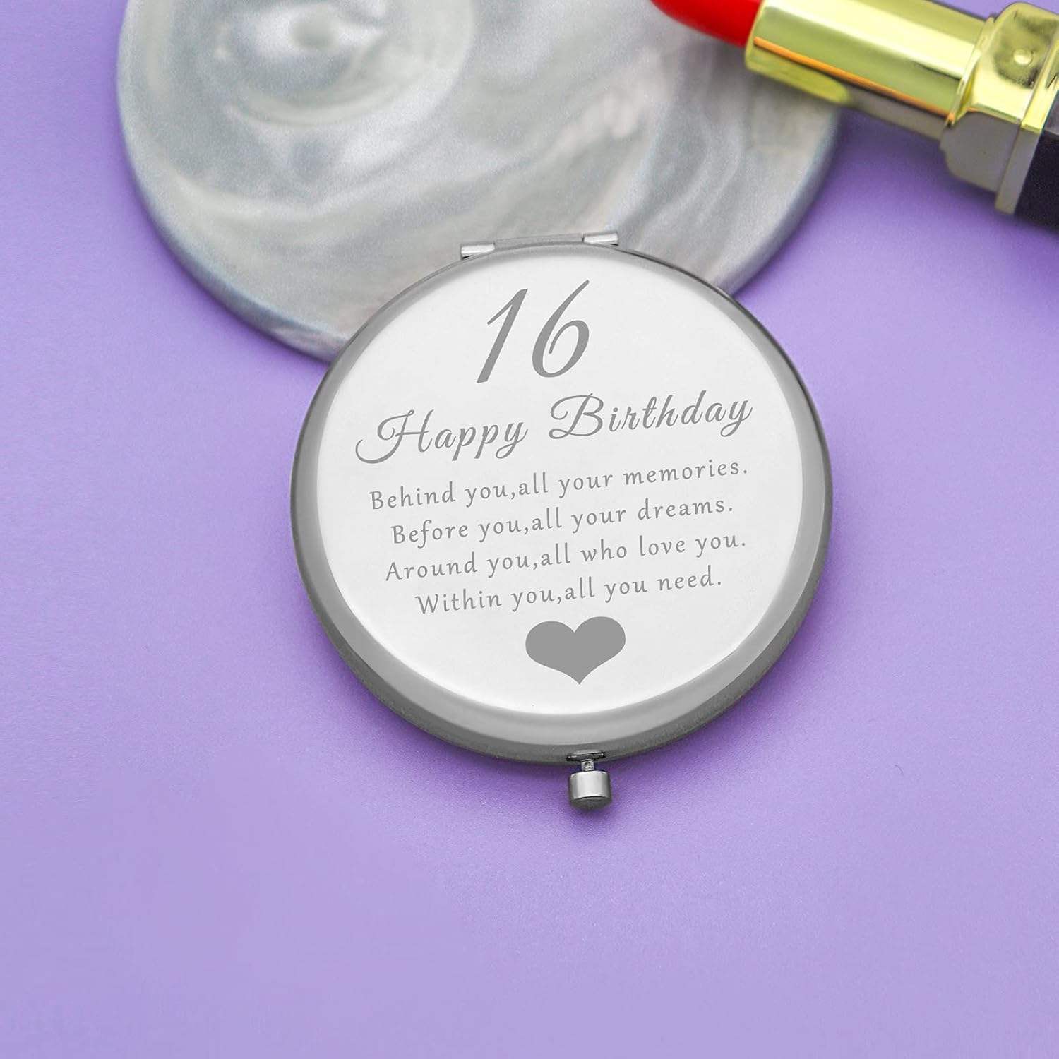 Idea de regalo de cumpleaños 16 para niñas de 16 años, regalo de feliz cumpleaños para hija, nieta, sobrina, hermana, amigas, espejo de maquillaje