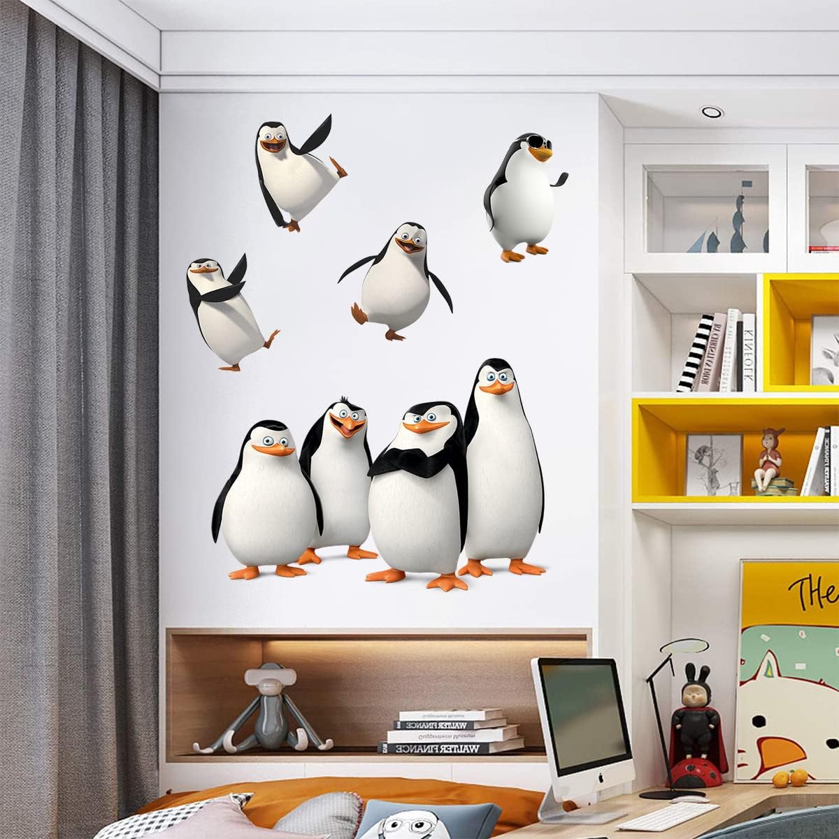 Calcomanías de pared con diseño de pingüino, diseño de pingüino, removibles, para decoración del hogar, dormitorio de niños, sala de juegos,