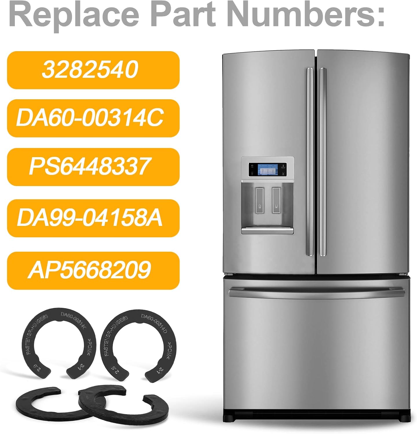 DA99-04158A Ajuste de altura de la puerta del refrigerador de la cuña de bisagra patente pendiente para Samsung 3282540, DA60-00314C, PS6448337