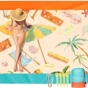 FunQeeu Manta de playa, grande de 83 x 79 pulgadas, manta de picnic a prueba de arena para 2-8 adultos, accesorios para exteriores, portátil, FunQeeu Manta de playa, grande de 83 x 79 pulgadas, manta de picnic a prueba de arena para 2-8 adultos, accesorios para exteriores, portátil,