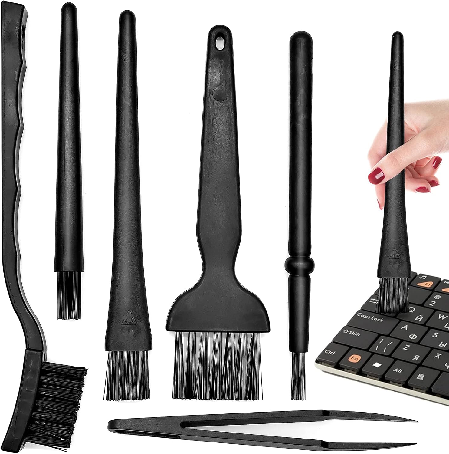 6 cepillos para teclado de computadora, multifunción, antiestático, cepillo de limpieza para portátil, cepillo pequeño portátil para teléfono,