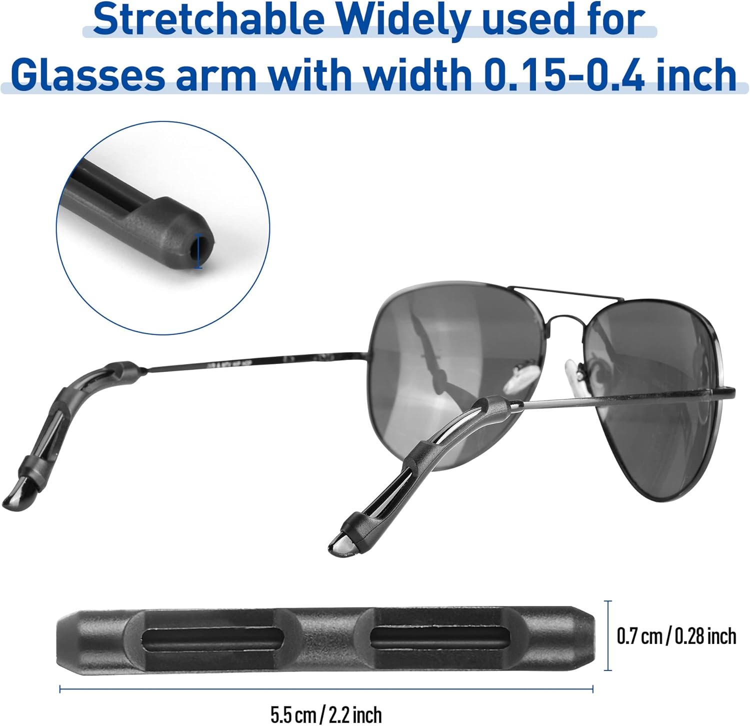 Lentes de silicona suave con puntas de sien, retenedores de lentes cómodos y elásticos antideslizantes para lentes de sol, lentes de lectura, 6