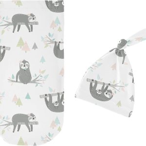 Sweet Jojo Designs Pink Jungle Sloth – Conjunto de gorro de punto elástico para bebé, saco de dormir de punto elástico, saco de dormir para bebé, Sweet Jojo Designs Pink Jungle Sloth – Conjunto de gorro de punto elástico para bebé, saco de dormir de punto elástico, saco de dormir para bebé,