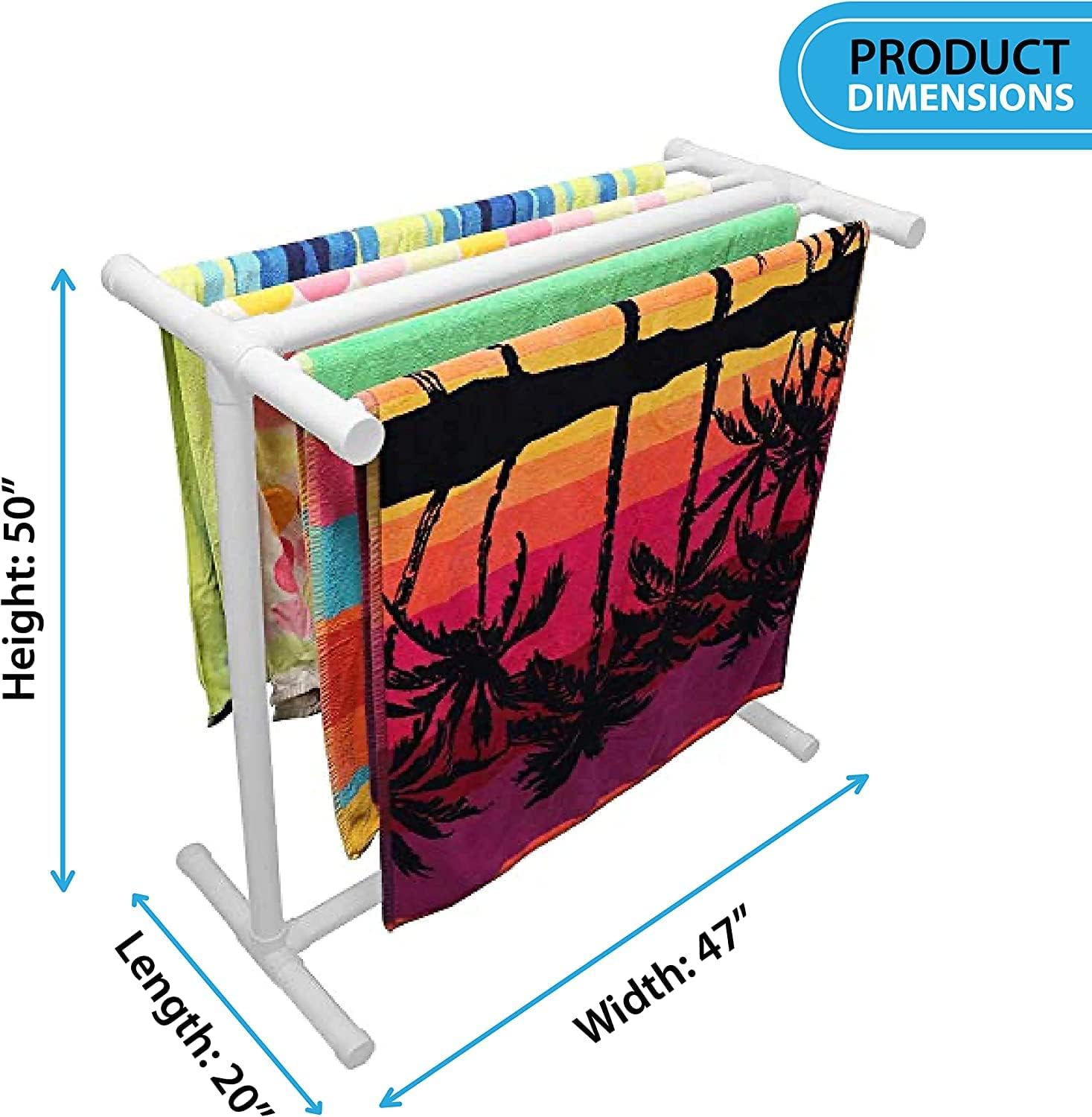 Pool Bins Toallero de piscina para 5 bares, organizador horizontal de almacenamiento junto a la piscina, también almacena flotadores, (20 pulgadas