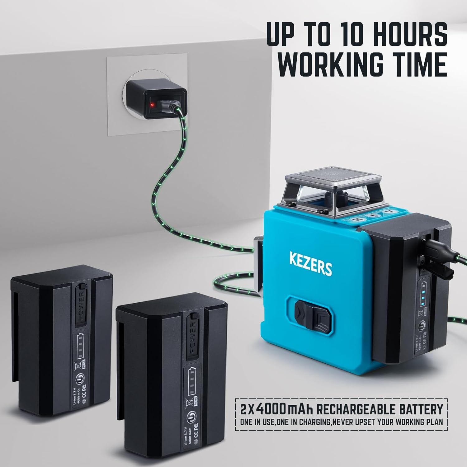 KEZERS Nivel láser  12 líneas de nivel láser autonivelante 3 x 360 línea cruzada 3D herramienta de nivel láser para construccióncolgar imágenes,
