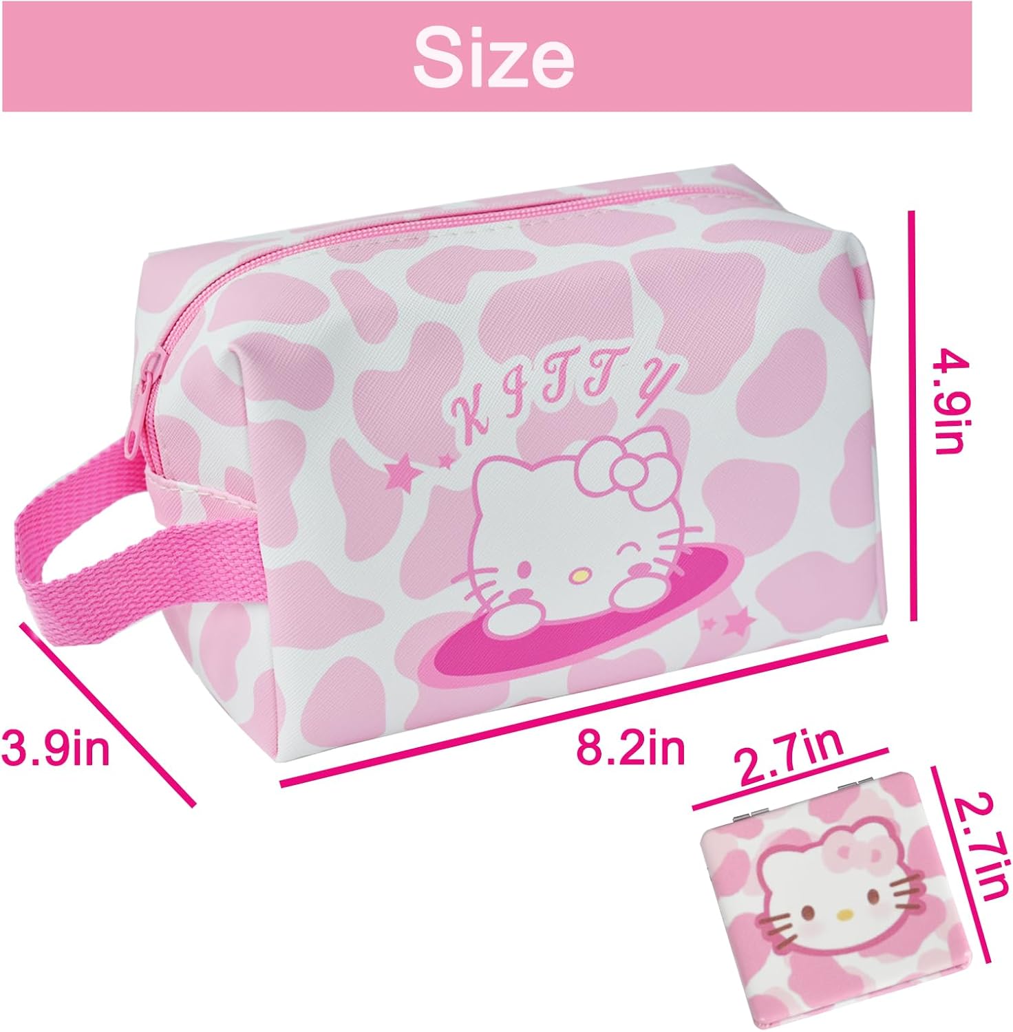 Bolsa de cosméticos de viaje, bolsa de cosméticos de dibujos animados de gran capacidad, bolsa de maquillaje con cremallera, bolsa de aseo de viaje