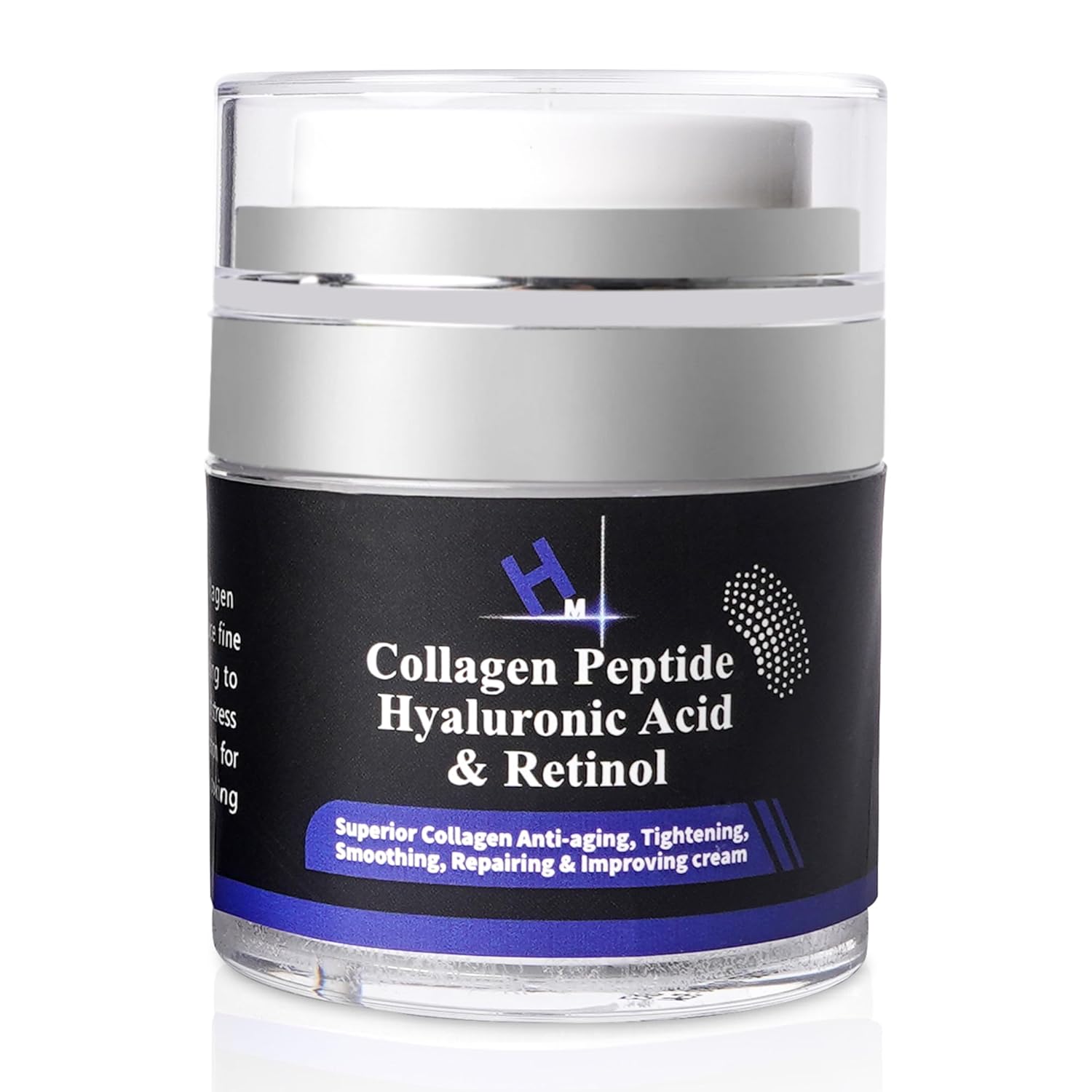 HM – Crema de péptido de colágeno con ácido hialurónico, retinol y vitamina E, antiarrugas y antienvejecimiento, restaura el colágeno a la piel,
