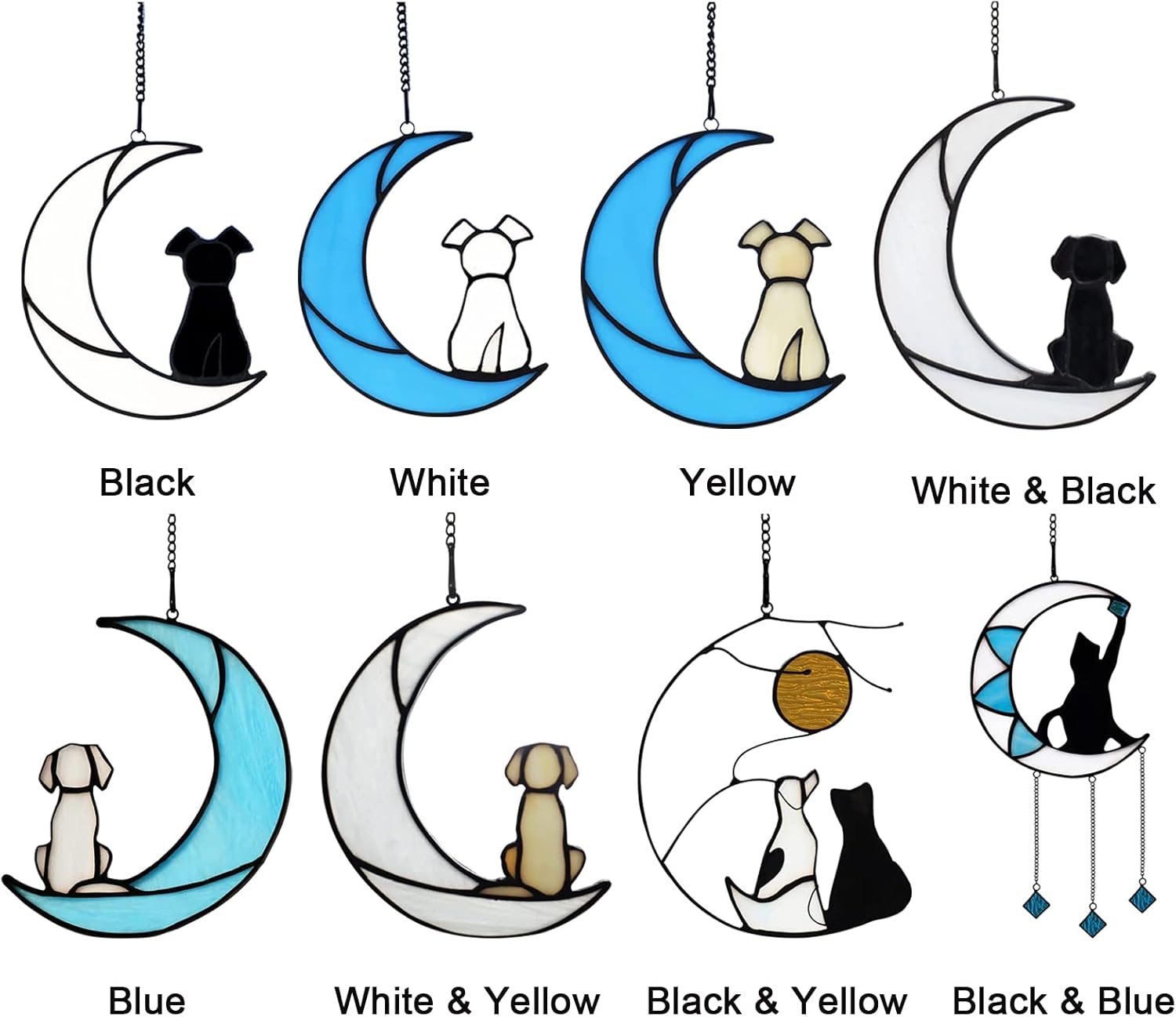 Regalos conmemorativos para perros con vitrales, para amantes de los perros, atrapasoles para paneles de ventana, adornos de Halloween, arte de