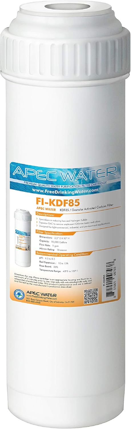 apec 10″ Filtro de agua para hierro y sulfuro de hidrógeno, la eliminación 10″ x 2.5″ (fi-kdf85)