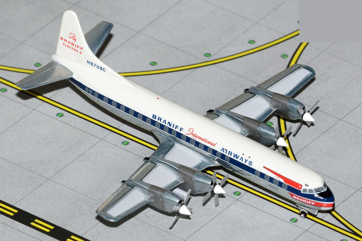 GeminiJets GJBNF2090 Braniff L-188 Electra N9709C escala 1400