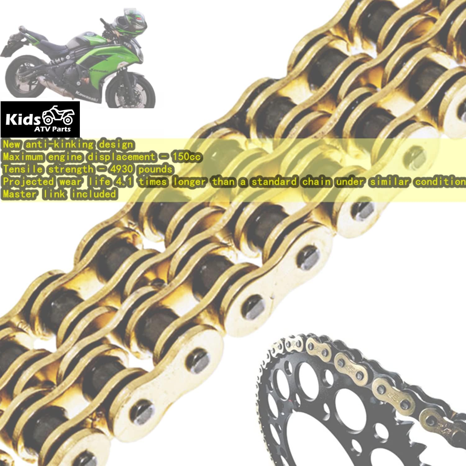 #420 Cadena para motocicleta de 50 cc, 70 cc, 90 cc, 110 cc, 125 cc, motocicleta, ATV, Quad Go Kart, 4 ruedas, Honda XR50, CRF50, Yamaha, Kawasaki,