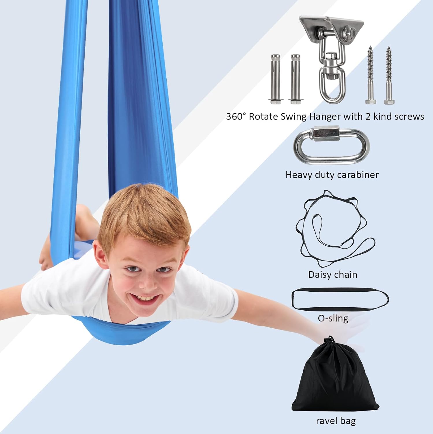 Columpio sensorial, columpio de terapia para niños con necesidades especiales (herramientas incluidas), columpio de hamaca, ayuda para TDAH,