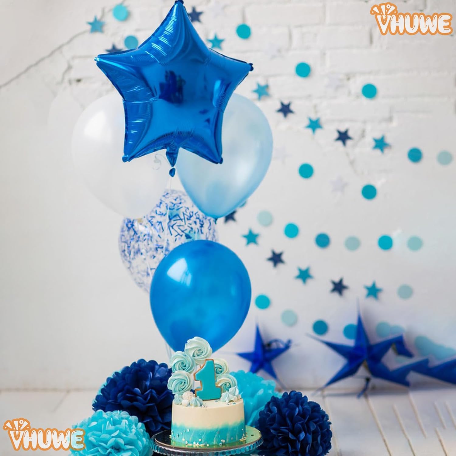 Globos de estrella azul de 18 pulgadas, 10 unidades de globos metálicos de aluminio de helio de Mylar en forma de estrella azul para decoraciones de