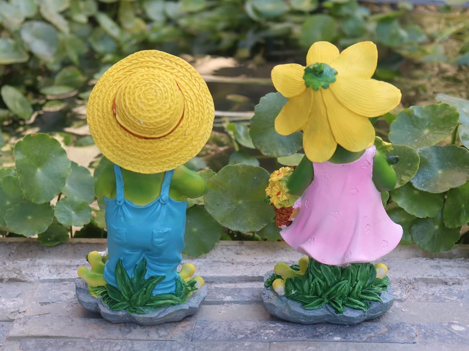 WTREEW Estatua de jardín de ranas  Estatua de pareja de rana feliz para el hogar, jardín, patio, decoración de rana, regalo para padres, pareja,