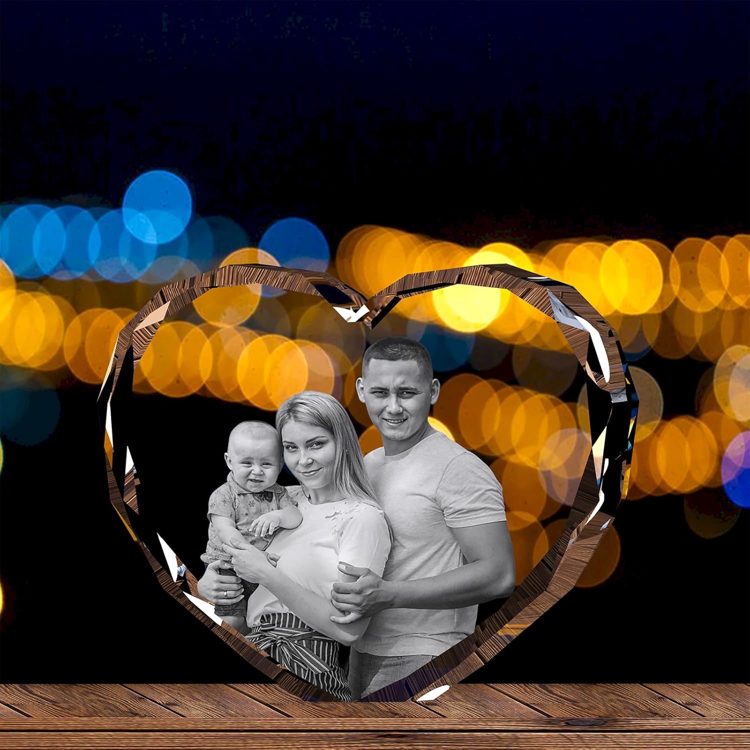 Gypsophila Foto de cristal 3D, con forma de corazón, foto holográfica 3D personalizada grabada dentro del cristal con tu propia imagen, regalos