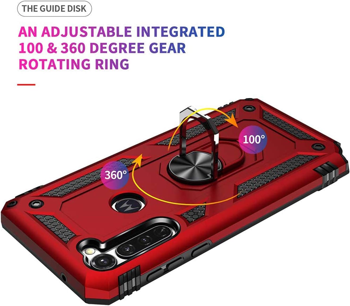TJS Funda compatible con Motorola Moto G Stylus 2020, con protector de pantalla de vidrio templado, resistente a los impactos, anillo de metal,
