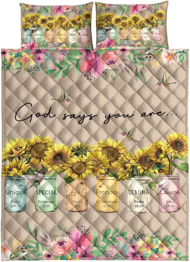 OhaPrints God Says You are – Juego de edredón y fundas de almohada, juego de ropa de cama y funda de almohada, tamaño King, Queen, doble,