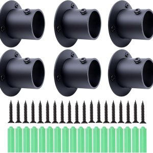 Soporte para barra de armario, paquete de 6 soportes resistentes para barra de armario con tornillos, soporte de acero inoxidable para barra de Soporte para barra de armario, paquete de 6 soportes resistentes para barra de armario con tornillos, soporte de acero inoxidable para barra de