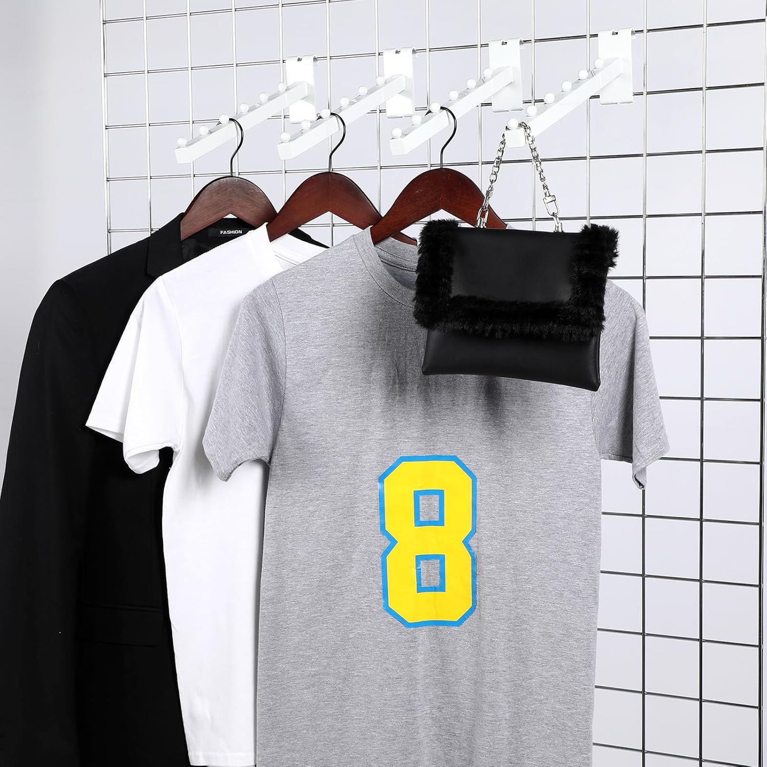 Zonon Paquete de 10 ganchos de pared de 6 bolas para pared de rejilla y rejilla de alambre, ganchos de pared de rejilla de 12 pulgadas para mostrar