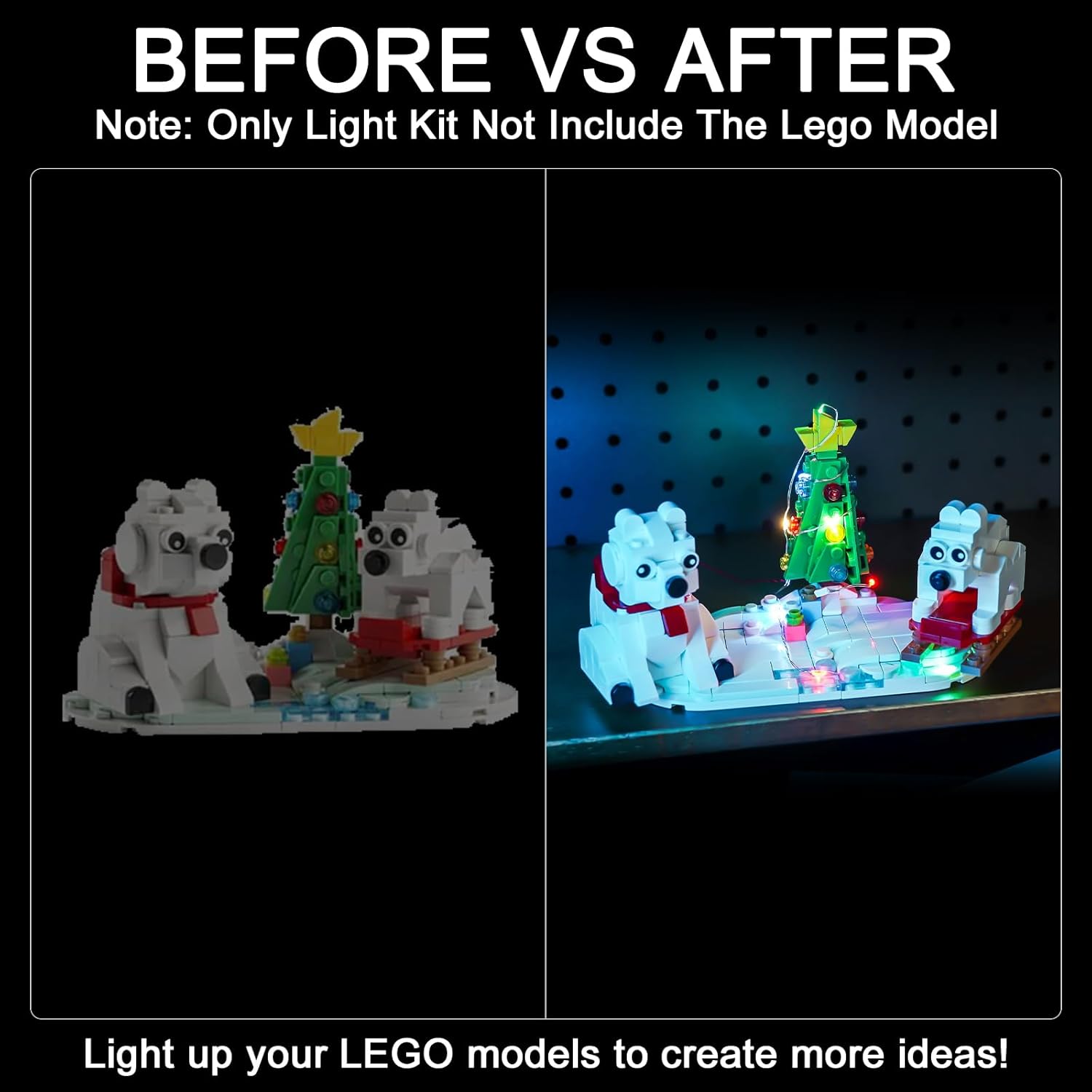Kit de luz LED mejorado para Lego Wintertime Polar Bears Building Set, compatible con Lego 40571 (modelo no incluido)