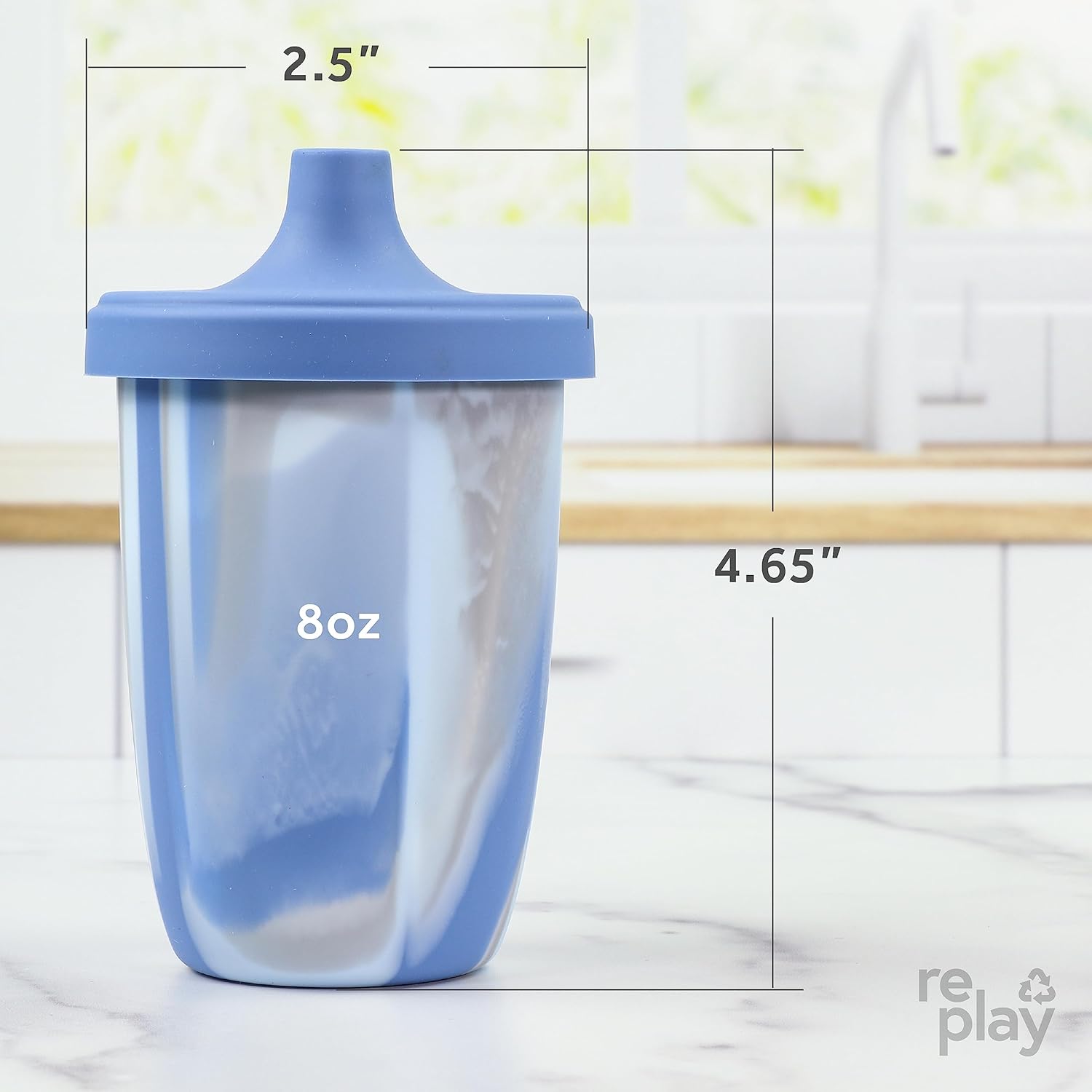 Re-Play Sustainables – Vaso de silicona para niños pequeños, 8 onzas, fabricado con silicona platino de grado médico, nube