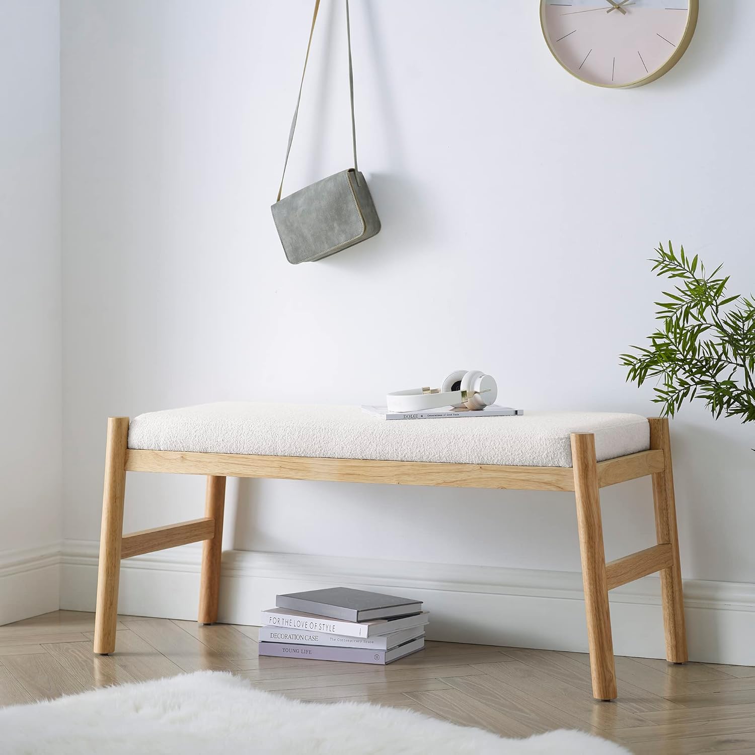 ECLYL Banco de entrada tapizado, banco de dormitorio para el extremo de la cama, banco de comedor con asiento acolchado para cocina, sala de estar,